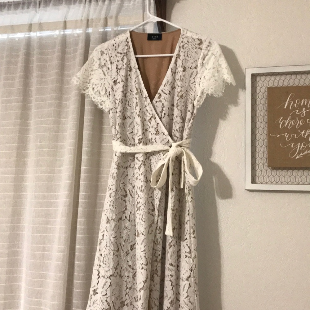 Vici white lace maxi dress.